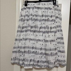 Chic White Music Note A-Line Skirt